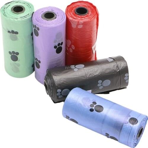 75 PCS/ 5 Roll Pet Dog Waste Poop Bag Poo Printing Clean-up Degradable YJ41