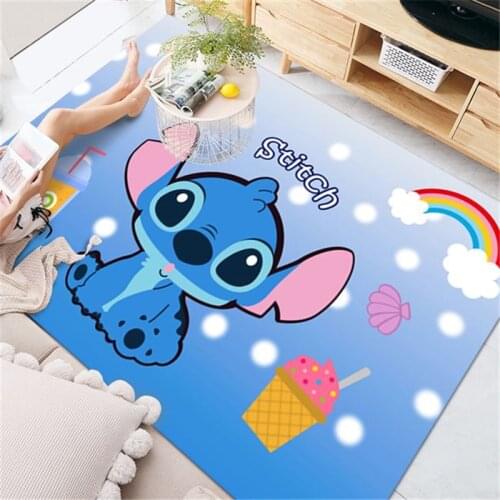 80x160cm Disney Stitch Kids Playmat Washable Carpet Rug for Living Room Washable Floor Rug Carpet Bedroom Carpet for Boys