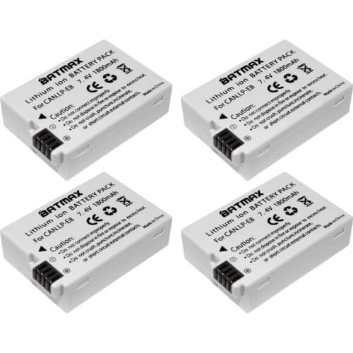 4X LP-E8 LP E8 LPE8 Camera Battery Pack for Canon EOS 550D 600D 650D 700D Kiss X4 X5 X6i X7i Rebel T2i T3i T4i T5i Batteries