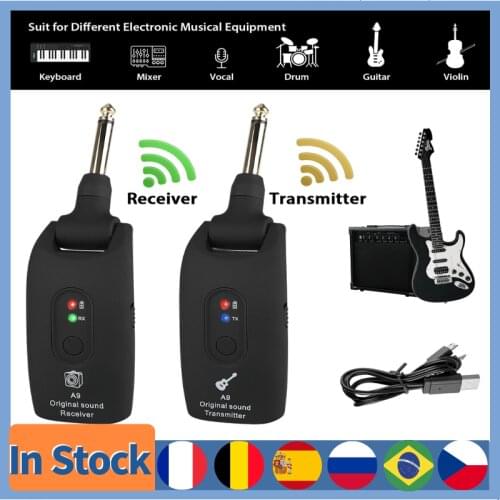 UHF Guitar Wireless System Transmitter Receiver Built-in Rechargeable Black Charge Port Micro-USB UHF 730MHz lightweight Max.50