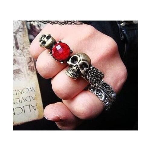 Skull Double Finger Ring Men Snd Women European Snd American Style Alloy Fashionable Fine Jewelry