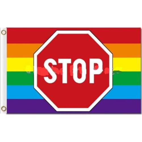 3x5 pride flag with Stop Rainbow Flag