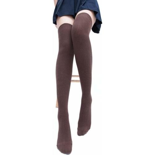 Women Long Stocking Winter Over Knee Solid Color Knitted Leg Warmer Stockings