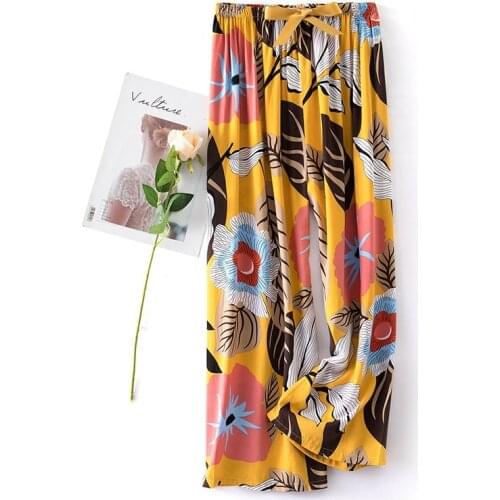 Cotton Print Sleep Bottoms Womens Pajamas Summer Long Pants Elastic Waist Pijamas Home Wear Sleepwear Casual Lounge Nightwear