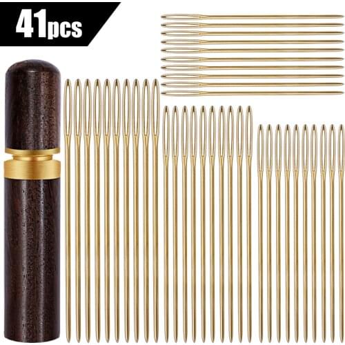 LMDZ 41 Pcs Hand Sewing Needles with Needle Case, 4 Size Big Eye Hand Sewing Needles, 3 Sizes for Leather Projects with Storage