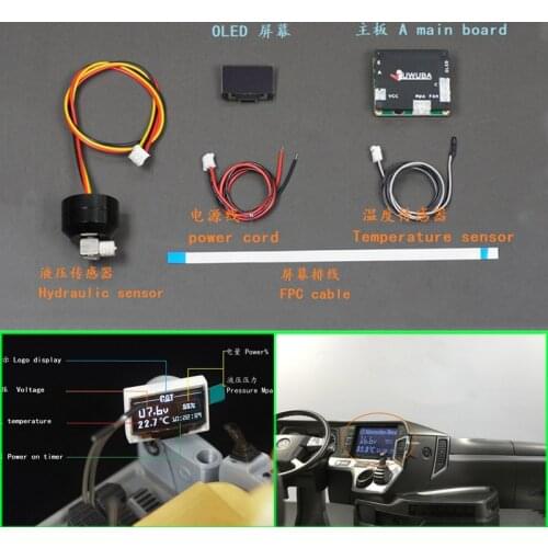 Interior Screen Voltmeter Thermometer Pressure Gauge for 1/14 Tamiya RC Truck Trailer Tipper Mud Head Hydraulic Excavator Car