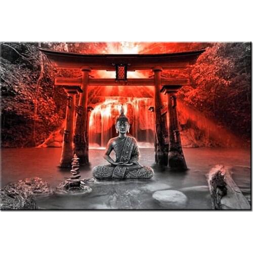 Waterfalls buddha 5D diy diamond painting stitch full drill landscape diamond embroidery mosaic art k1249