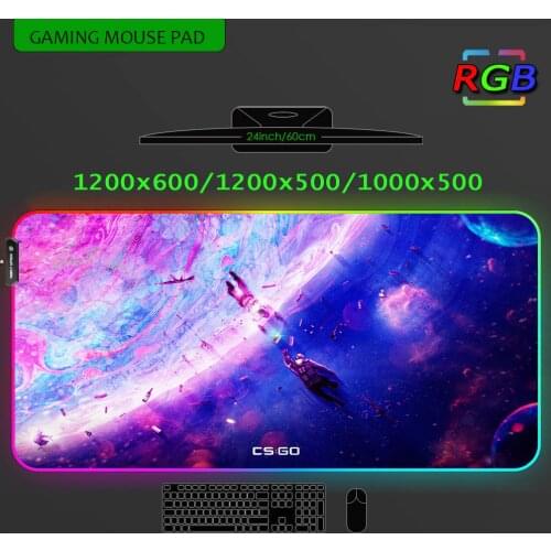 XXXL Mouse Pad 1000 RGB Planet Space Mat Led Gaming Cs Go Mausepad Led Gamer Keyboard Big Deskpad Extended Pad Custom 1200x600