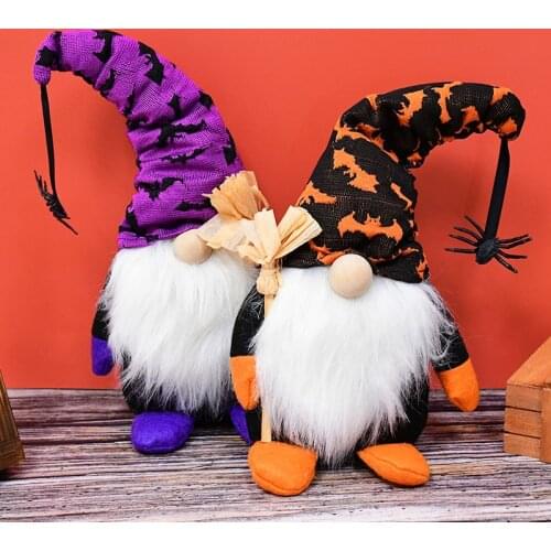 1Pcs Halloween Party Doll With Long Hat Bat Pumpkin Faceless Gnome Doll Halloween Desktop Ornament For Home Bar Decor Kids Gifts