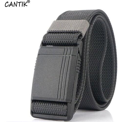 CANTIK Slide Magnetic Hard POM Plastic Buckle High Quality Fashion Nylon Belt Casual Clothing Accessories 3.8cm Width CBCA187