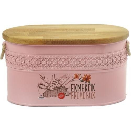 Yildiray Metal Breadstuff With Wooden Lid Pink