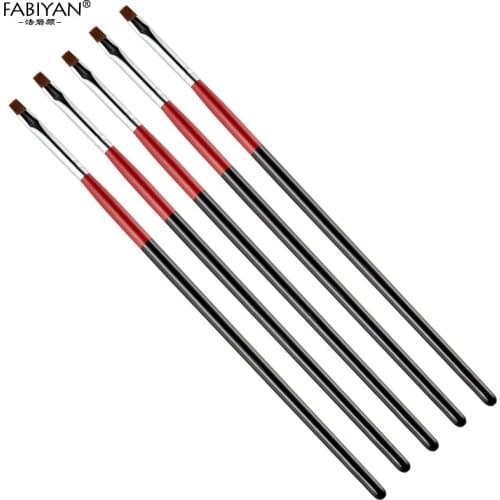 5pcs/Set Nail Art Brush Pen Flat Painting Drawing Carving Builder Extension Design Gel UV Polish Acrylic Tips Manicure Tools Kit