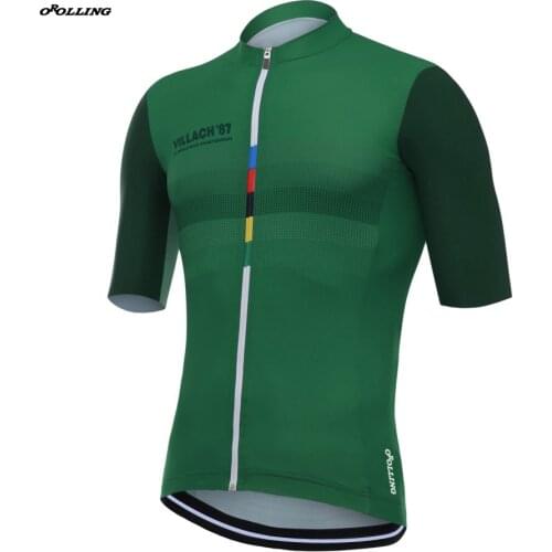 New 2018 CLASSICAL Champion Team Colors Lines Green Cycling Jersey Customized Road Mountain Race Top OROLLING