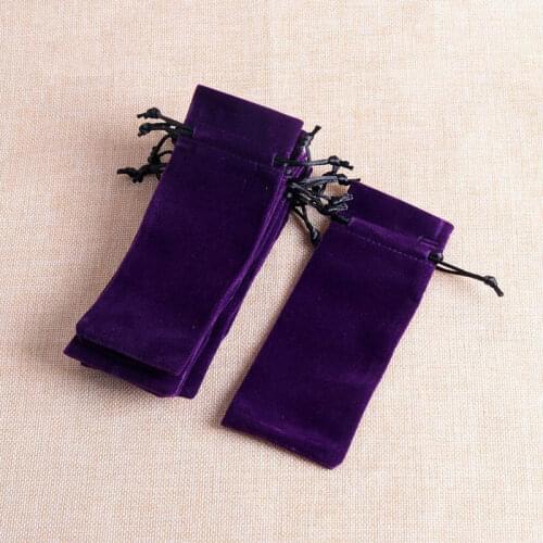 New 5 pcs 6x15cm Dark purple Velvet Pouches Jewelry Packaging Display Drawstring Pouch Charms Jewelry Accessories Packaging Bags