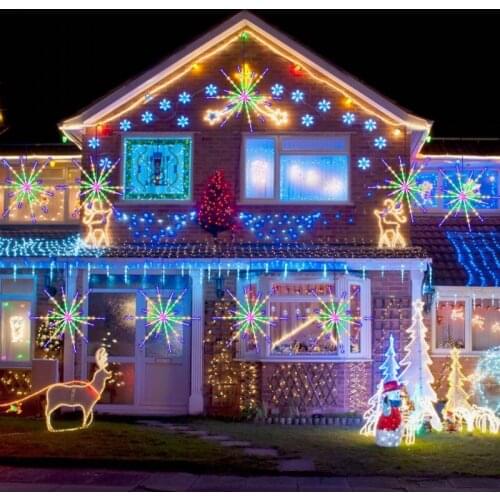 New LED Fireworks Light Christmas Tree Hanging Starburst Lamp Colorful Change 20pcs Branches Christmas Home Festival Decor