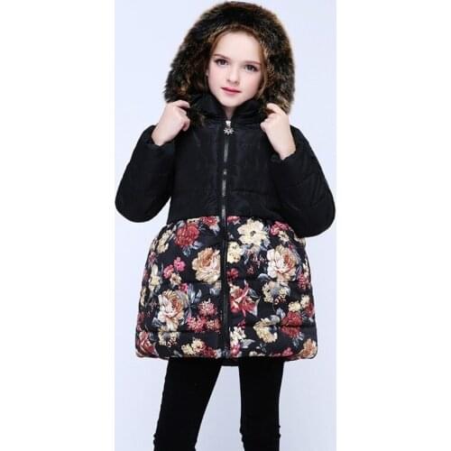 Detached hooded girls winter jacket long warm thermal cotton padded kids coat childrens clothing
