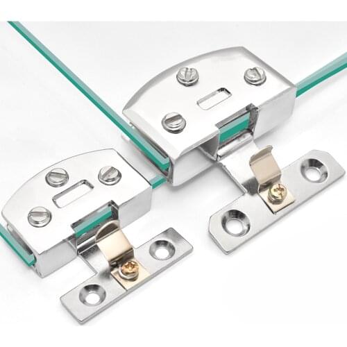 Stainless Steel Glass Door Hinge Without holes Frameless Glass Accessories Without Opening Glass Door Fixing Clip Bilateral Clip