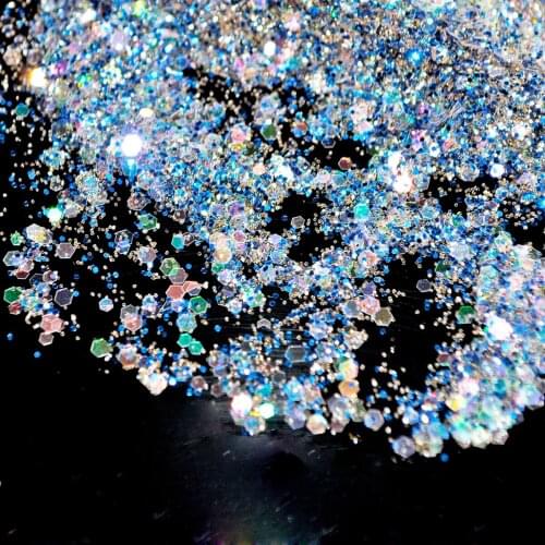 Clear Royal Blue Mix UV Gel Nail Art Glitter Sequins Powder For DIY Nail Acrylic Powder Nail Art Decoration Tips