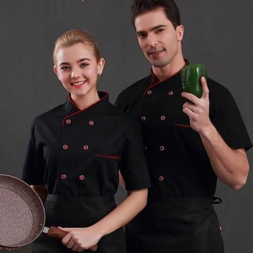 Chef Work Clothes Short Sleeves Restaurants Cooking Baking Kitchen Uniform Men Women Plus Size Top Master Cook Jacket Wear H2059