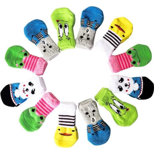 Luxury 4 Pieces/set of Pet Dog Socks, Small Medium-sized Dog Cotton Non-slip Cartoon Shoes Socks Shoe Covers Wholesale Supplier