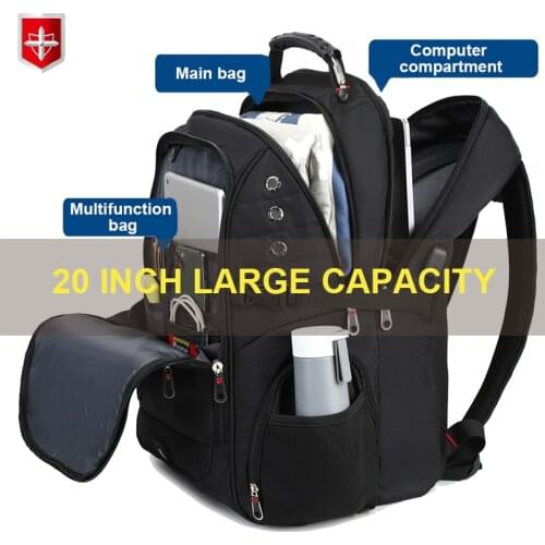 New 20 Inch Laptop Backpacks Man Anti-thief Fashion Men Backpack Waterproof USB Charging Travel Bag Male Mochila High Capacity