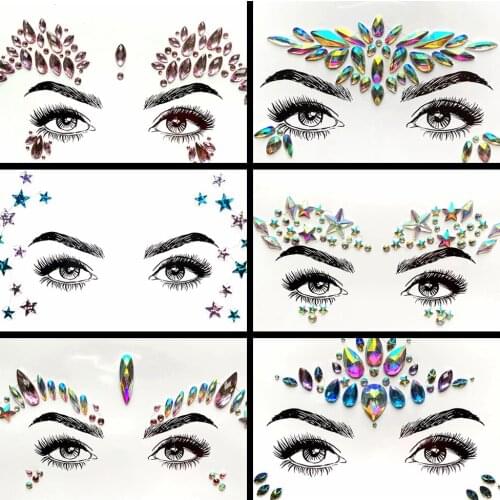 DIY Glitter Eye Sticker Gem Face Jewelry For Party Show Body Art Paste Eyebrow Forehead Eyes Decor Bohemia Makeup Tools Cosmetic