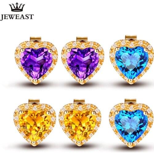 SLFD Natural Topaz/Citrine/Amethyst 18K Pure Gold Earring Real AU 750 Solid Gold Earrings Diamond Fine Jewelry Hot Sell New 2020