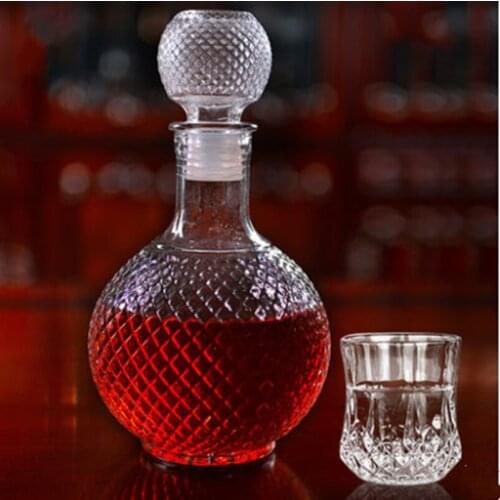 Glass Wine Bottle Decanter Wine Dispenser Household Kitchen Wine Empty Bottle with Lid Wine Storage Set Home Decoration