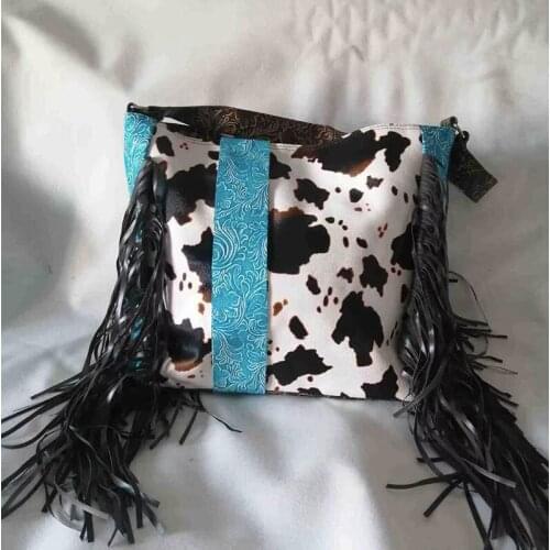 2021 New Fashion Cow Printed Handbag With Tassel PU Leather Leopard Fringe Purse One-Shoulder Diagonal Cheetah Fringed Bag