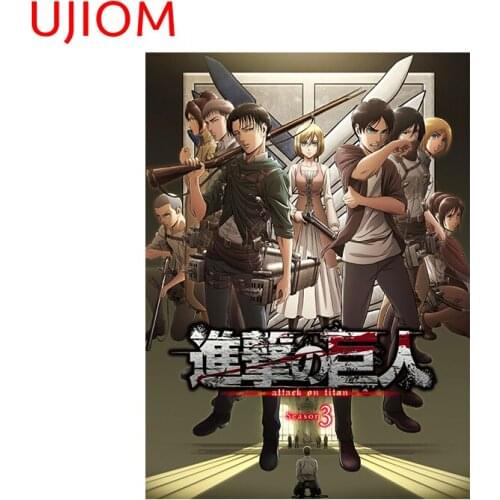UJIOM Attack on Titan Wall Decorations Living Room Decals Cartoon Anime Bedroom Accessories Decor Poster Bathroom Wall Stickers