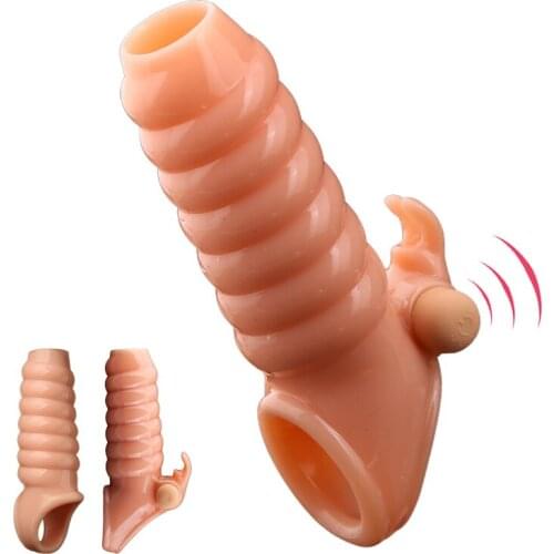 Vibrating Penis Sleeve Cock Ring for Men Penis Enlargement Erection Lasting Lock Semen Penis Ring Sex Toys Delay Ejaculation Toy
