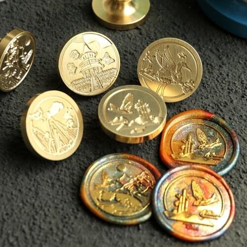 Mountain Peak Bird Wax Stamp Landscape Lacquer Seal Head Retro Chinese Style Envelope Sealing Wax Seal DIY Sealing Decoration