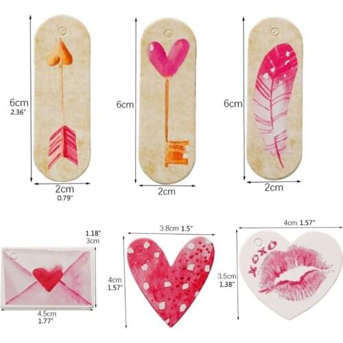 50Pcs Sweet Love Gift Tags Heart Hang Tags Lovers Valentines Day Gift Tags Kit 634D