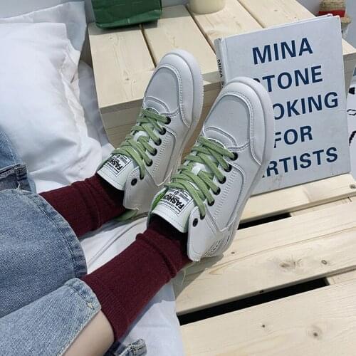 Women Sneakers Fashion Breathble Vulcanized Shoes Women High-top Pu leather Platform Shoes Lace up Casual Women Shoes U20-09