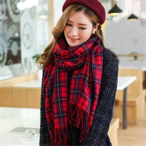 2019 Womens Winter Stole Plaid Scarves Tippet Wraps Ladies Wool Scarf Women Classic Neckerchief Shawls foulard femme