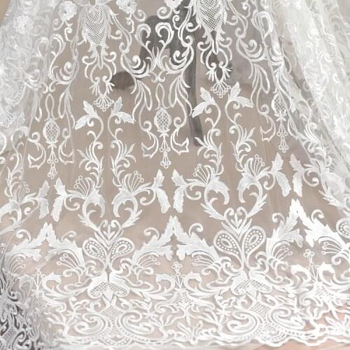 130*100cm white Wedding bridal Dress Applique DIY Bridal Headdress scarf veil Embroidered Lace Fabric Patch curtain