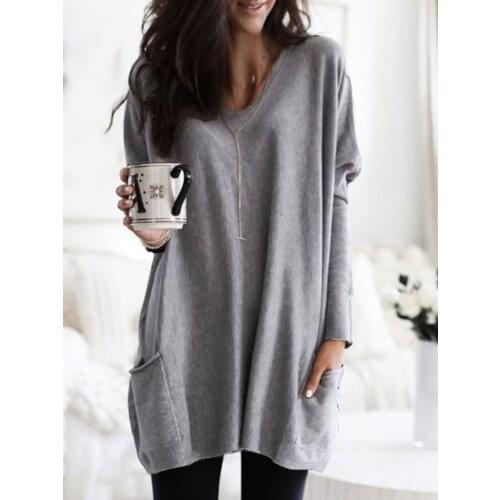 2019 Round neck long sleeve T-shirt Pocketed