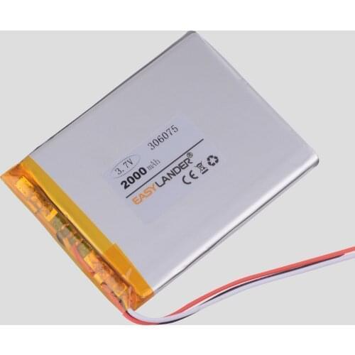 3 line 306075 3.7V 2000mAh Rechargeable Li-Polymer Li-ion Battery For GPS Tablet PC PocketBook 306075PL 4G-15 / 4K-19 E-book