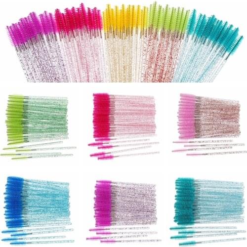 50pcs New Arrivals Eyelash Brushes Soft Head For Eyelashes Eyebrow Applicator Mascara Wand Microbrush brushes Makeup Brushes