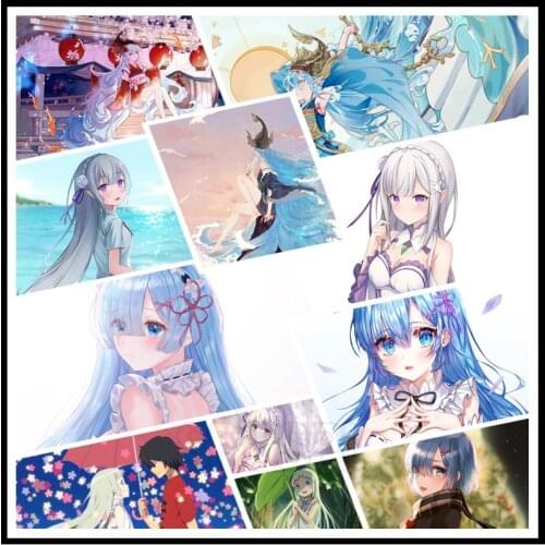 5D Diamond Painting Anime Japanese Hot Anime Silver-Haired Loli Ghost Blue Hair Maid Costume Comic Beauty Bedroom Decor Pictures