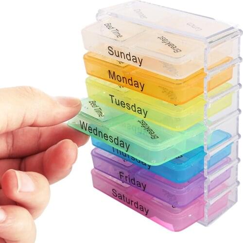 7 Days Weekly Pill Case Medicine Tablet Dispenser Container Storage Box Travel Pills Drug Case Splitters Organizer Pill Box