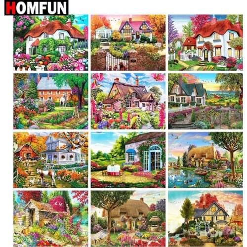 HOMFUN 5D Diamond Embroidery Needlework Kit "Fantasy house landscape" Diy Diamond Painting Cross Stitch Home Decoration Gift