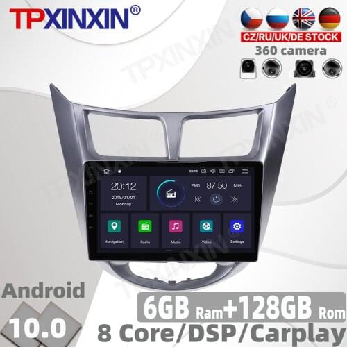 6+128GB PX6 Android 10.0 Car Radio For Hyundai Solaris 2010 - 2016 Multimedia Video Player Navigation GPS Auto 2Din 2 Din No DVD