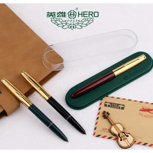 HERO 616 Authentic Top Quality Nostalgic Fountain Pen 616-2 Golden Clip Cap Ink Pen Iridium Fine Nib 0.5mm For School Student
