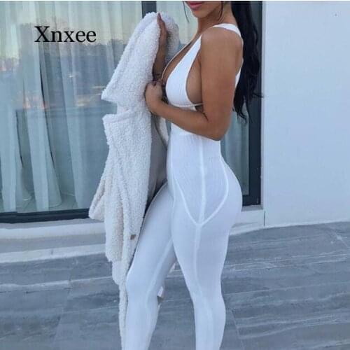 Cotton Sexy Hollow Out Bodycon Jumpsuit Women Sleeveless Backless Skinny Rompers Womens Jumpsuit Summer Party Playsuit