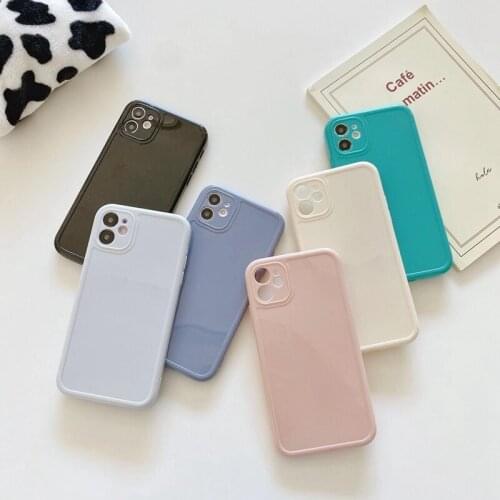 Ins summer simple pure color Phone Case For iPhone 11 Pro MAX Case X XR XS Max 6 8 7 Plus Shockproof Glossy Soft Cover
