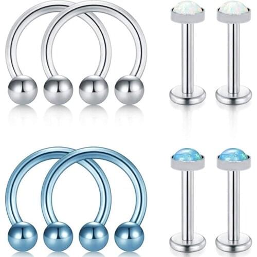 JFORYOU Cartilage Tragus Earrings-16G Stainless Steel Lip Ring Rook Helix Earring Stud Barbell Piercing Jewelry 8mm 10mm