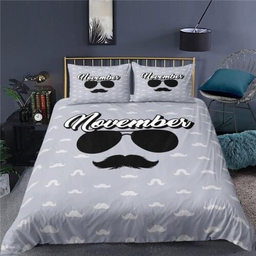 Luxury 3D Moustache Print 2/3Pcs Bedding Sets Comfortable Duvet Cover Pillowcase Home Decor Single Queen and King EU/US/AU Size