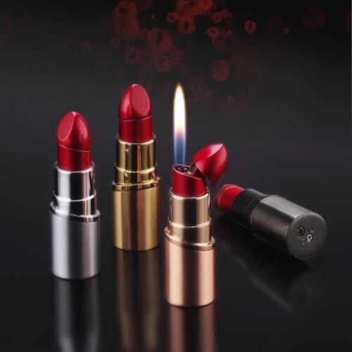 Lipstick Shape Creative Lighter Cute Cigarette Lighter Creative Gas Lady Lighter Cigarette Accessories