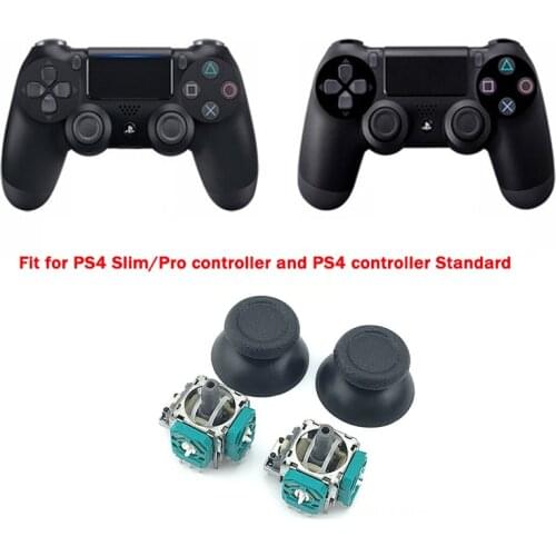 New 2pcs 3D Analog Axis Joystick Module Potentiometer with black thumbstick button cap For Playstation 4 PS4 pro slim controller